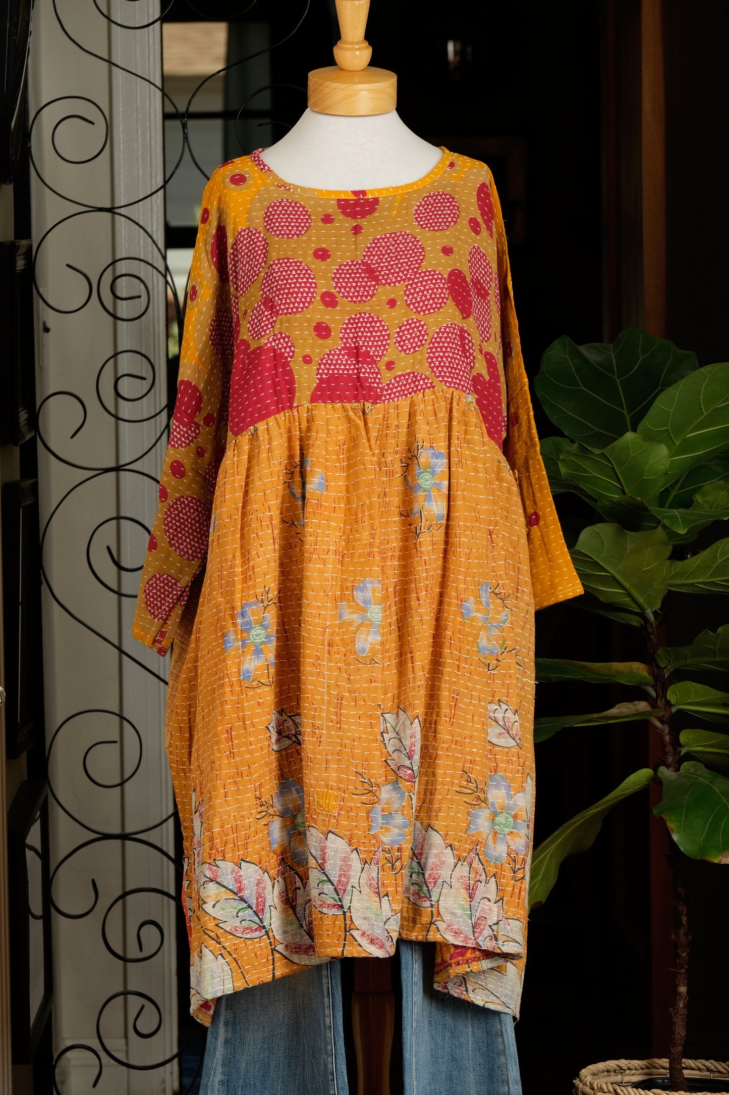 Midi Dress in Red Bubbles