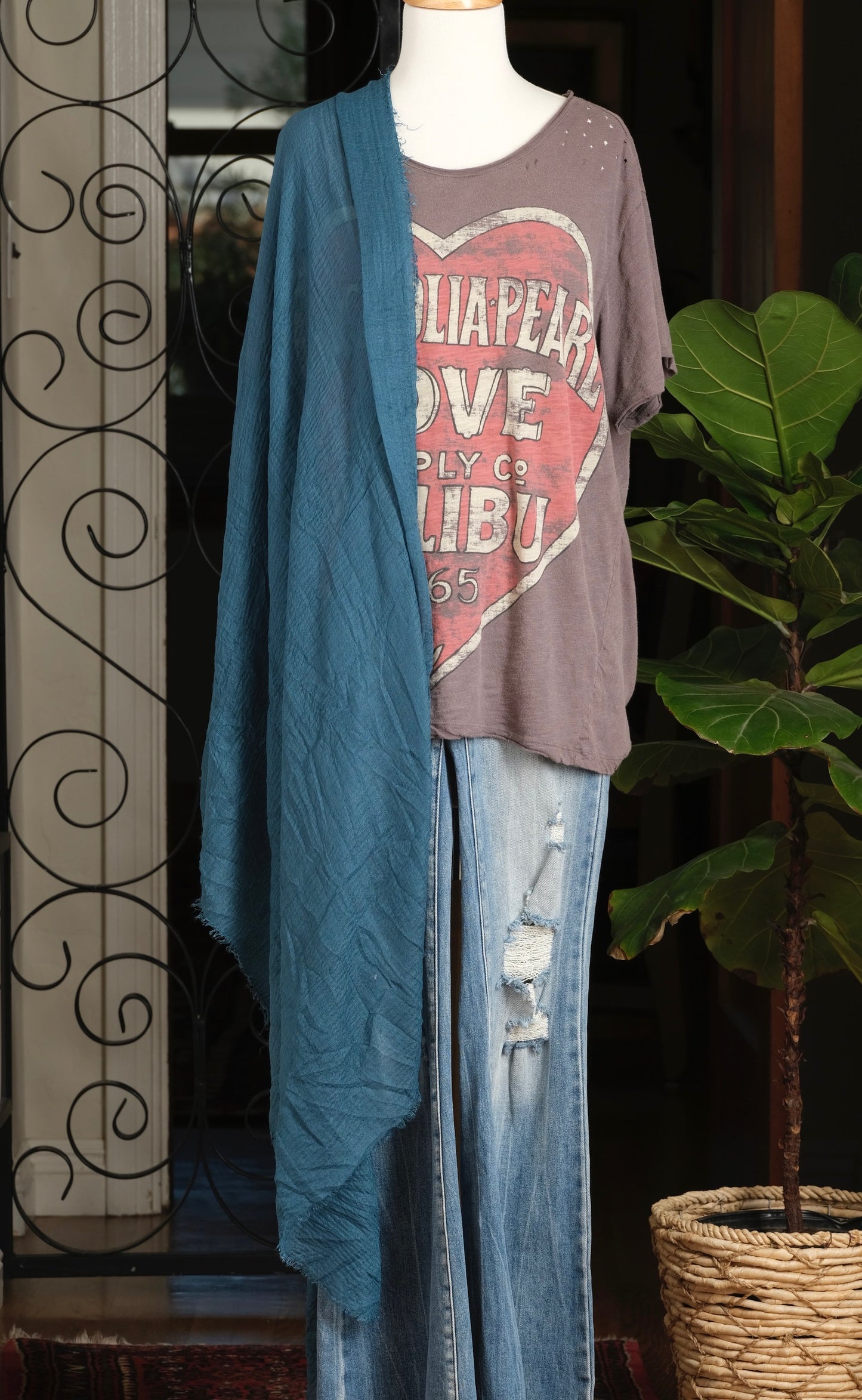 Teal Gauze Scarf