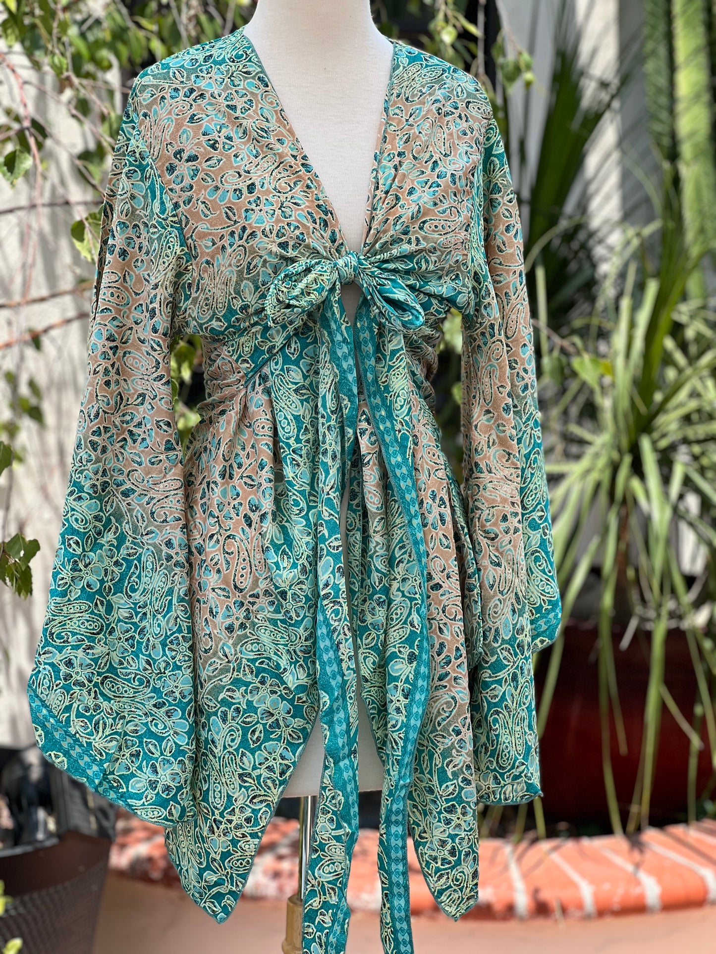 Angel Tie Top in Aqua Ombré