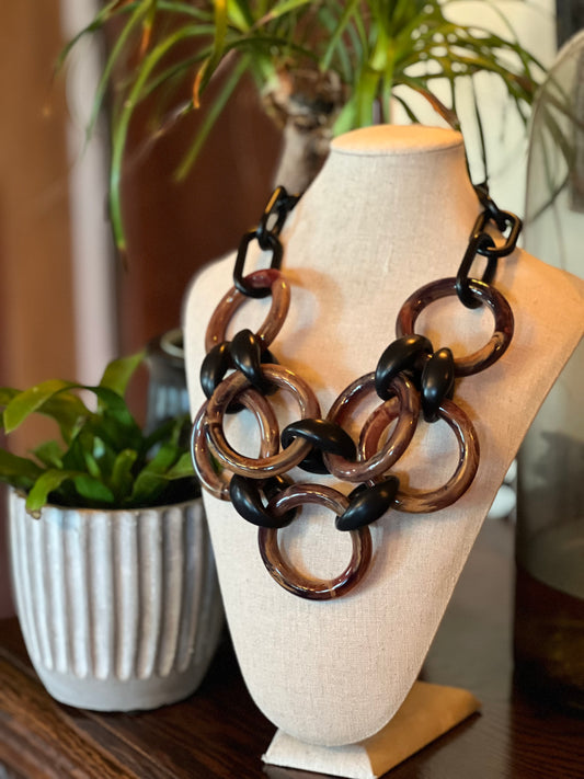 Brown Black Loop Statement Necklace
