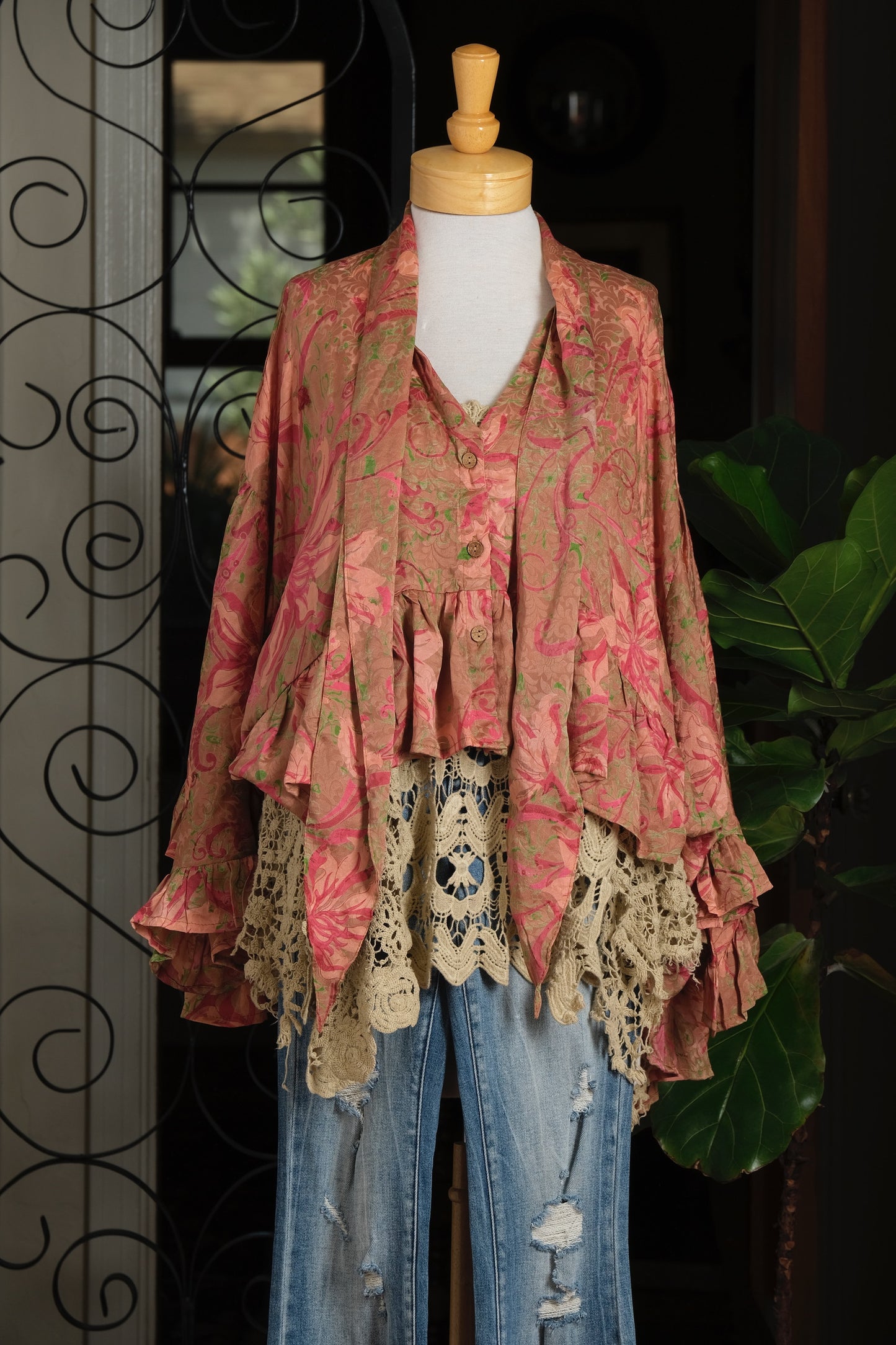 Ruffled Gypsy Top in Tiger Lily