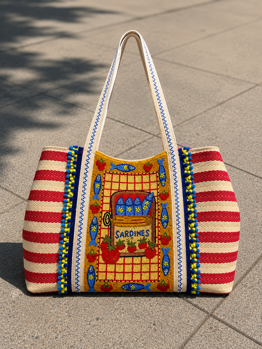 Sardine Beaded Oversized Tote