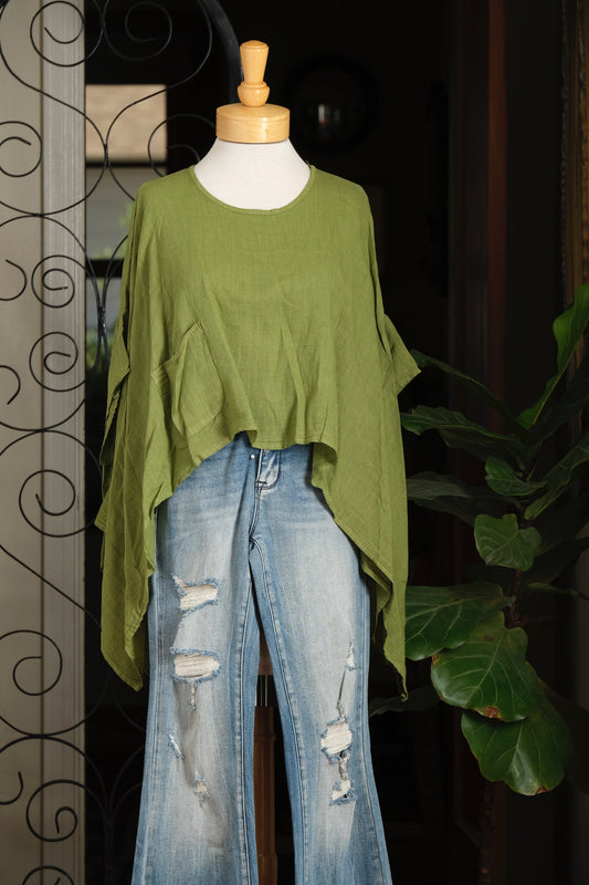 Arc Hem Crop Top in Chartreuse