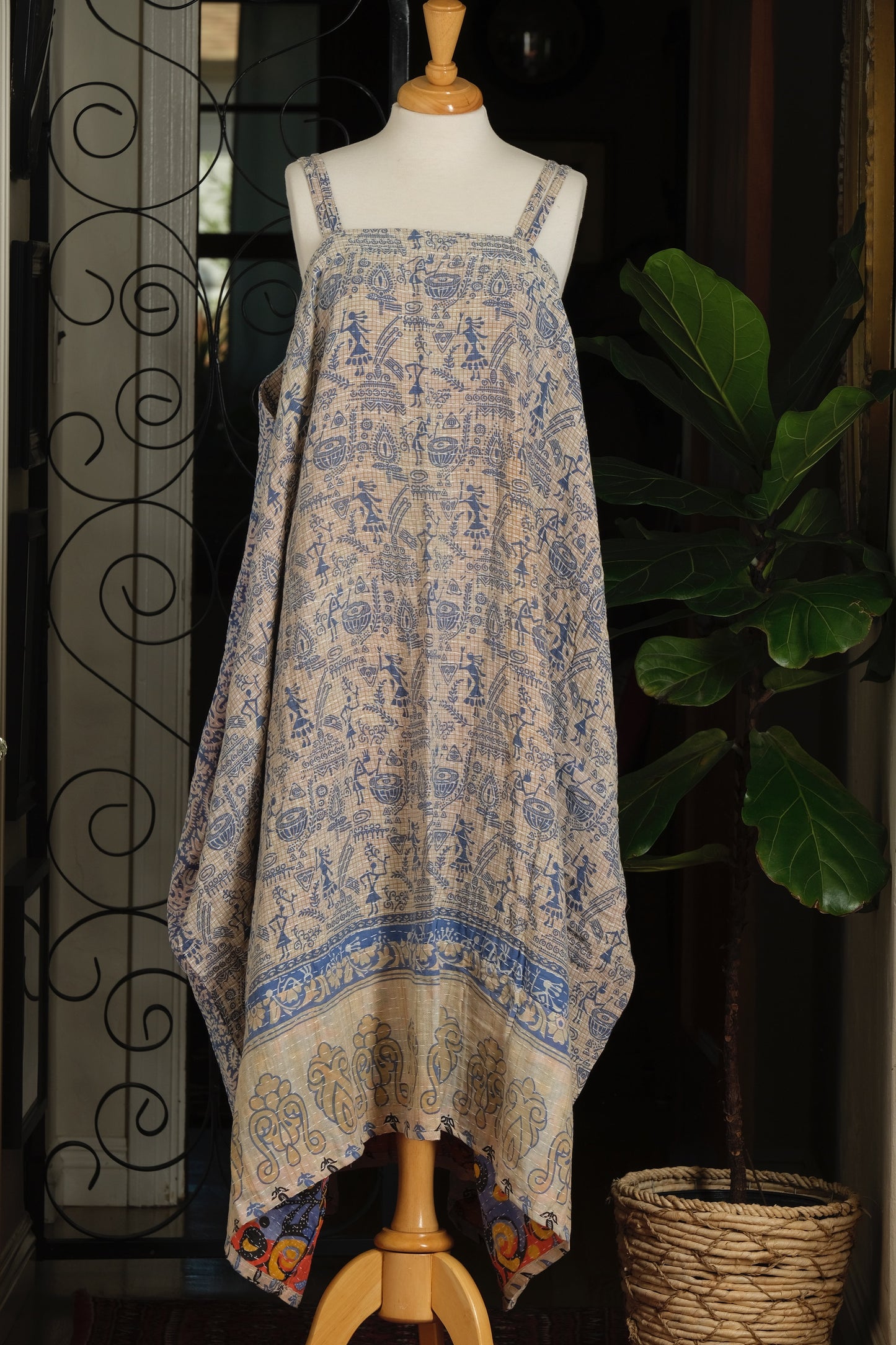 Kantha Maxi Dress in Blue Village