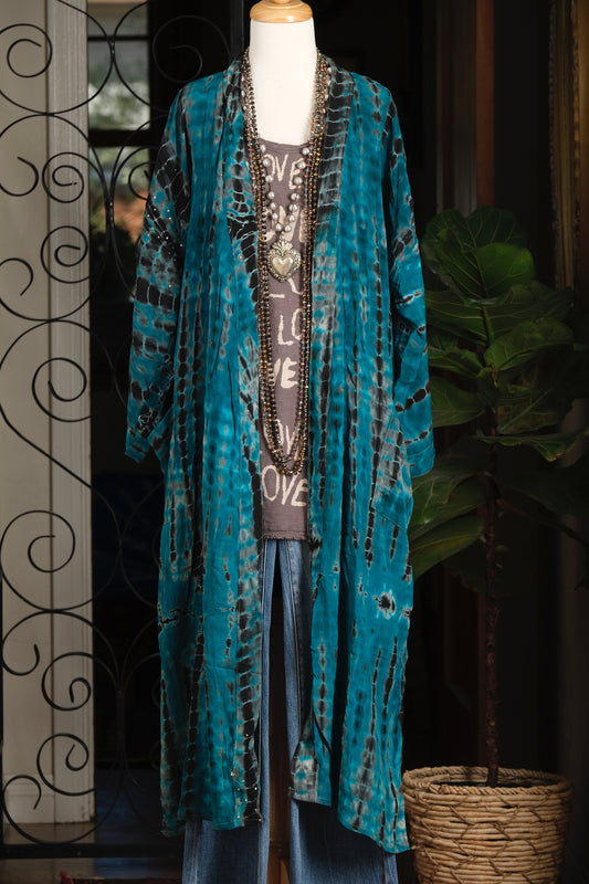Smoke Duster In Deepest Turquoise