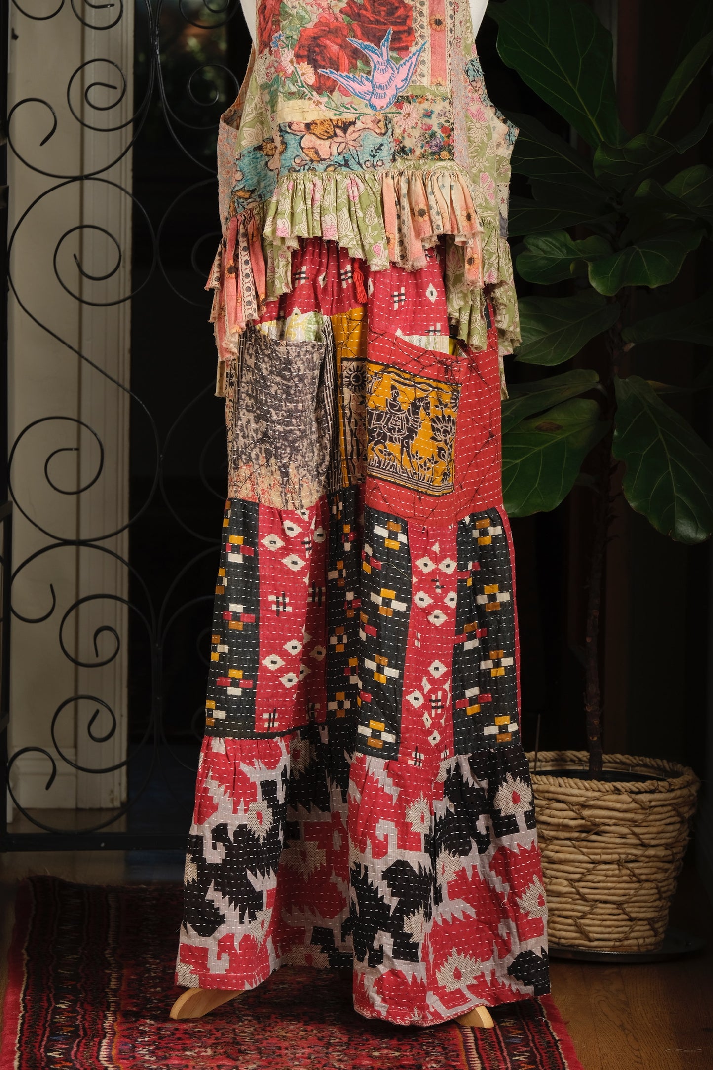 Pocket Pant in Red with Black Horse