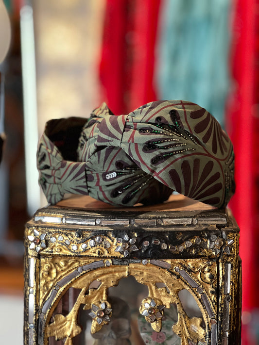 Embellished Sage Aubergine Headband