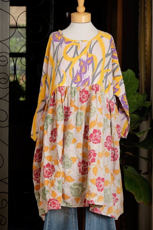 Midi Dress in Jade Roses