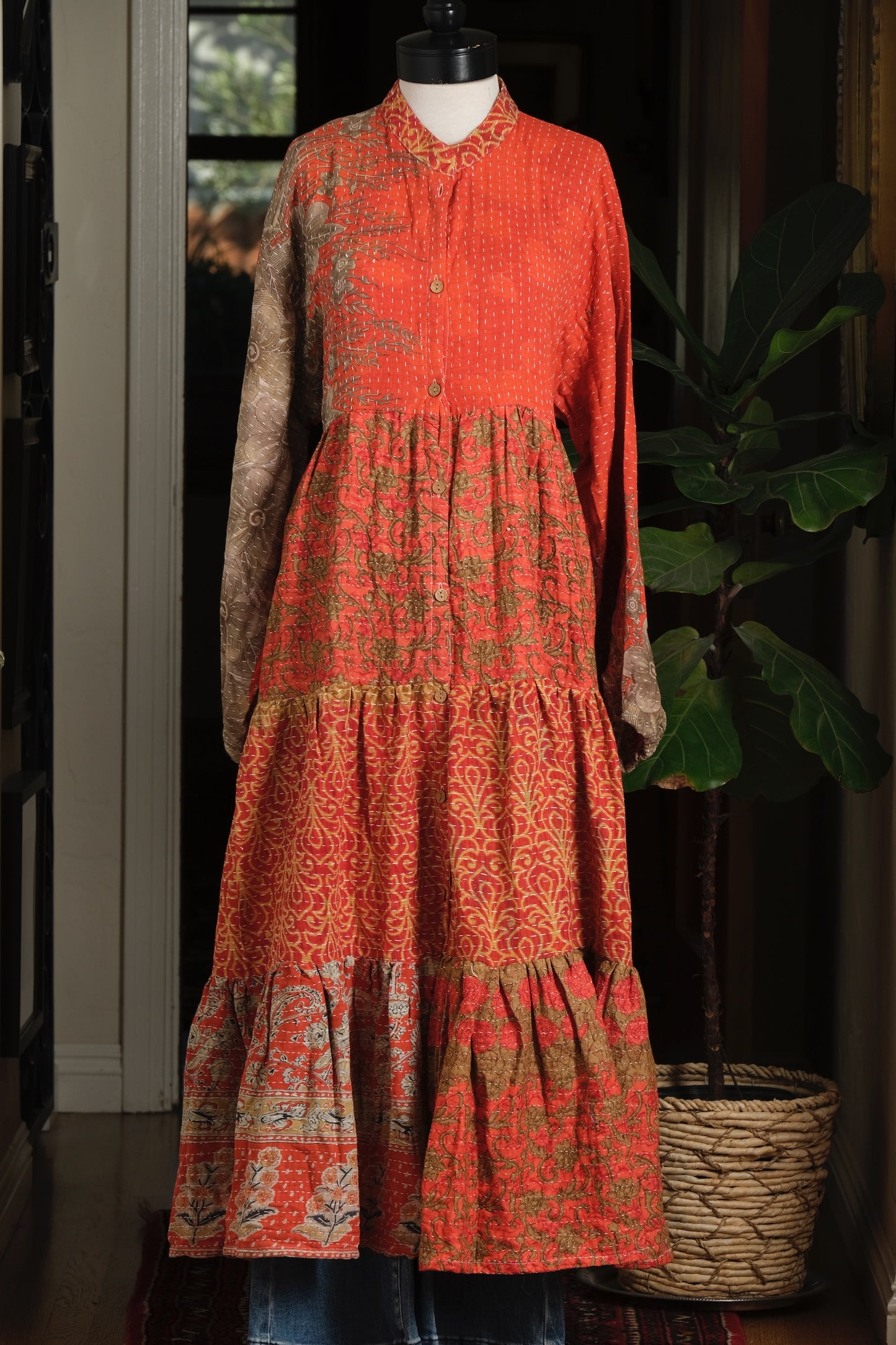 Majestic Duster Dress in Orange Garden