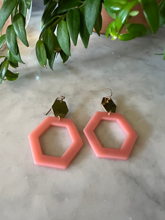 Earring in Peach Geometric