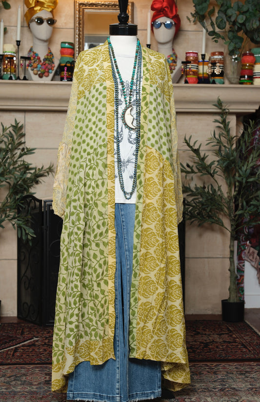 Evermore Duster in Green Dot Green Leaf