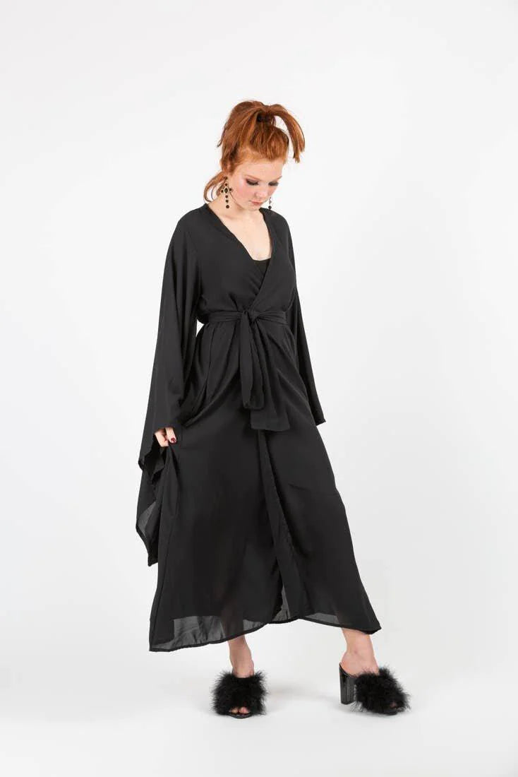 Black Solid Kimono by Jennafer Grace