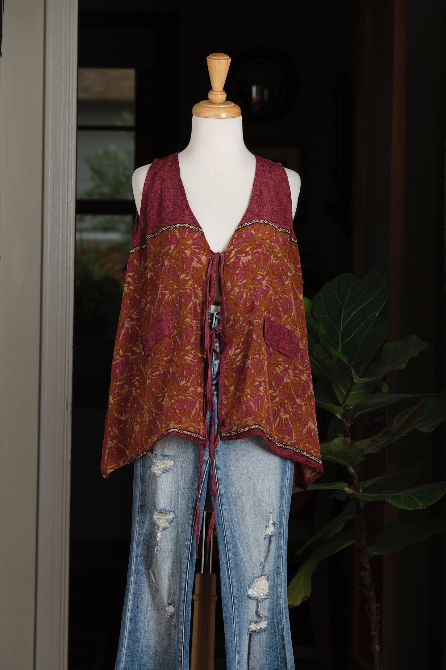 Silky Vest in Golden Raspberry