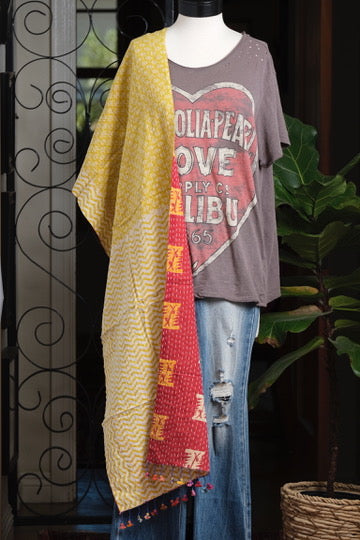 Kantha Scarf in Golden Mini Daisy
