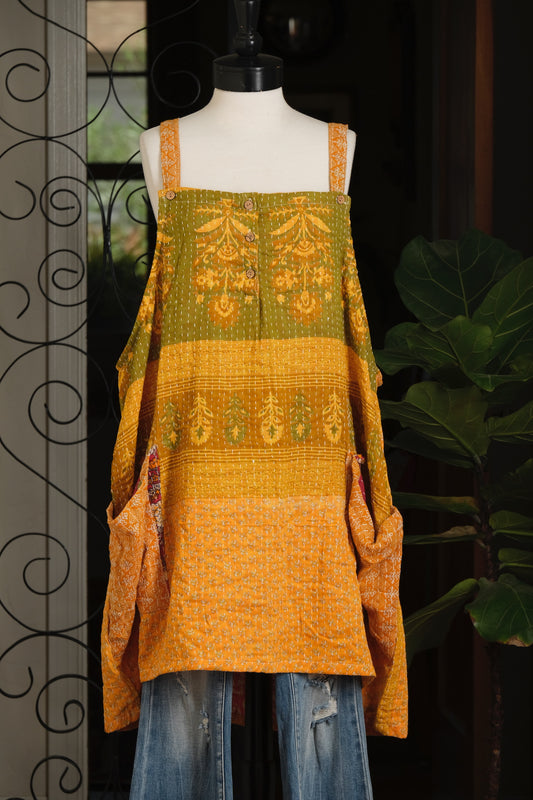 Hide and seek pinafore in mustard flower