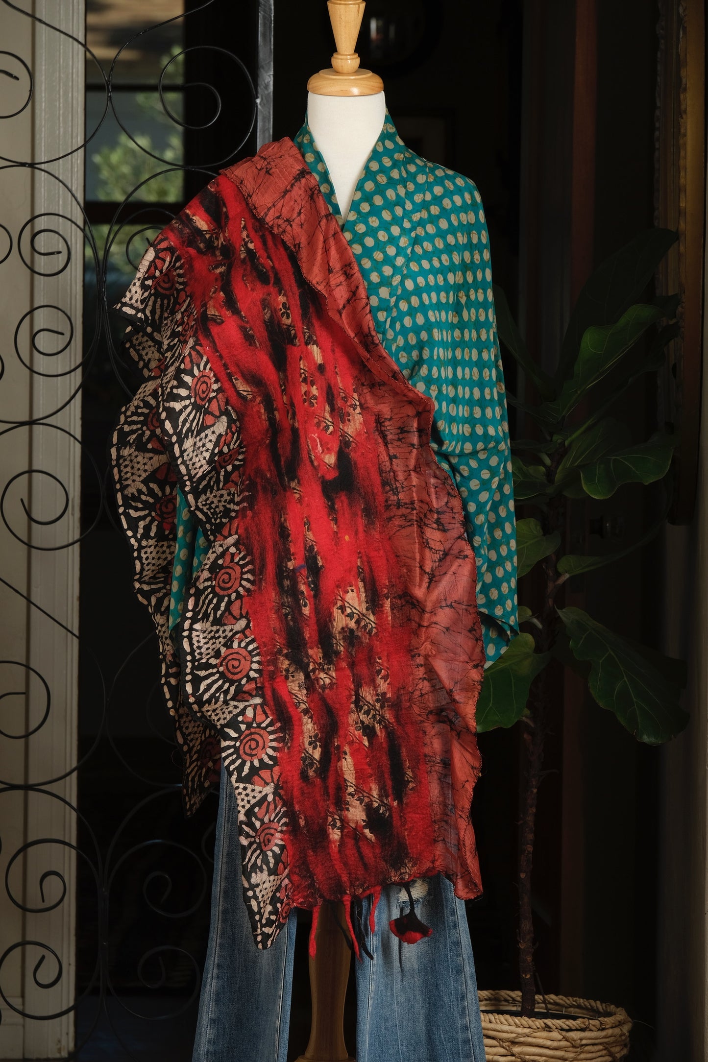 Lotus Scarf in Red Rust Sun