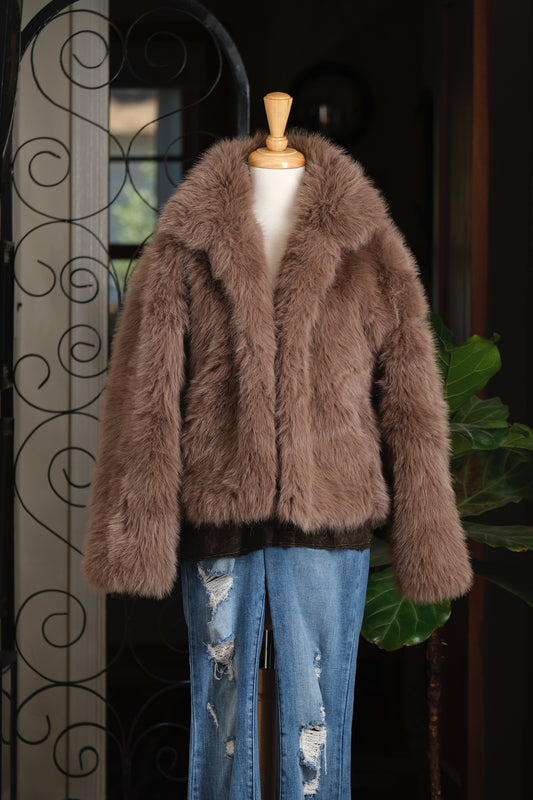 Coco Taupe Faux Mink Jacket