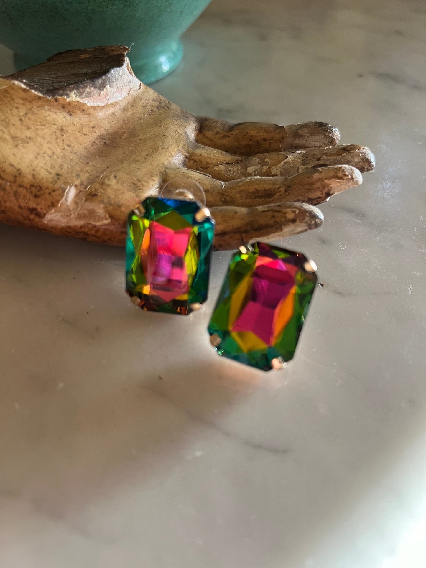 Emerald Cut Earring in Watermelon