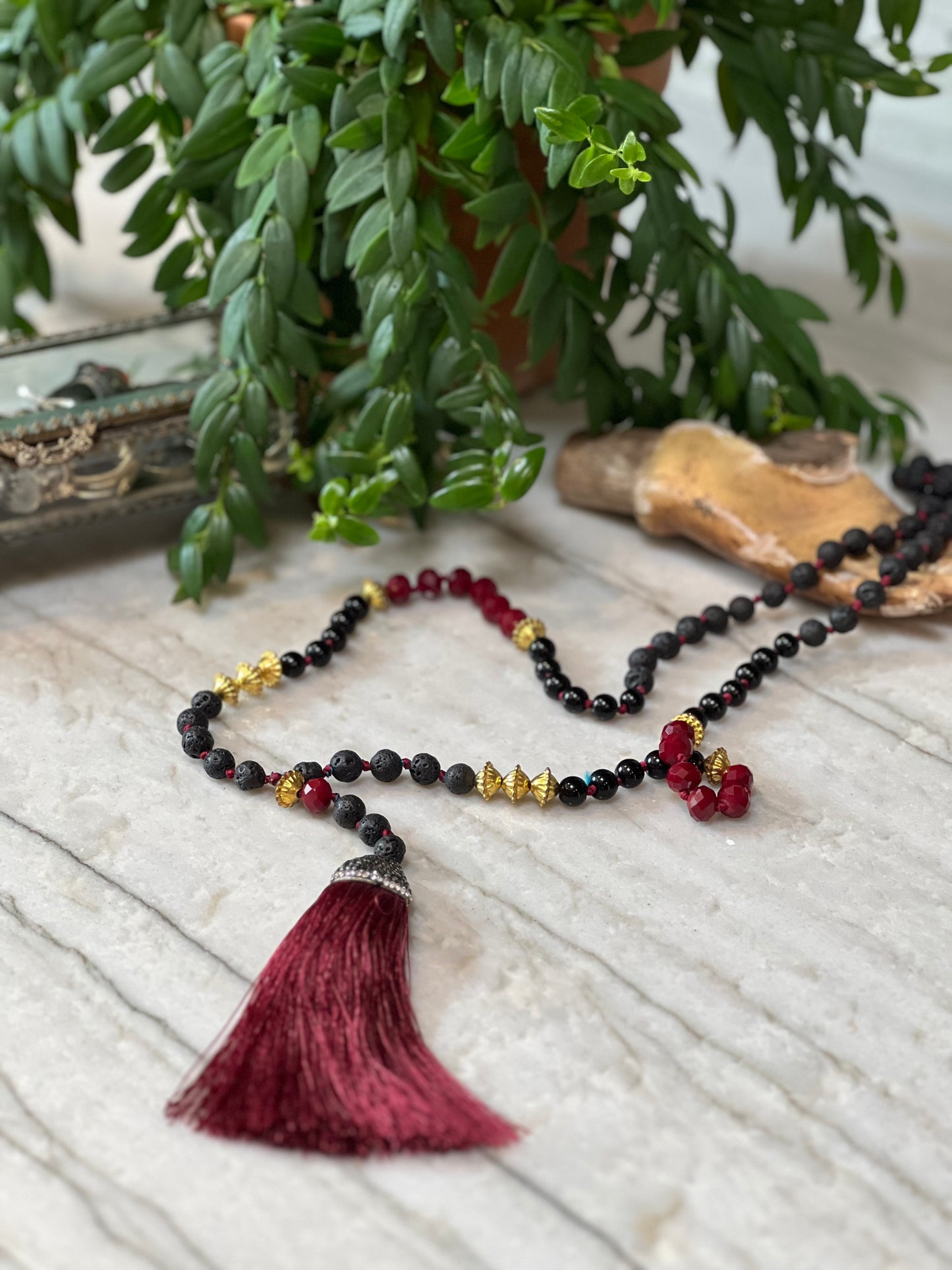 Mala Necklace in Garnet