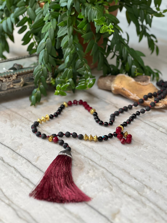 Mala Necklace in Garnet