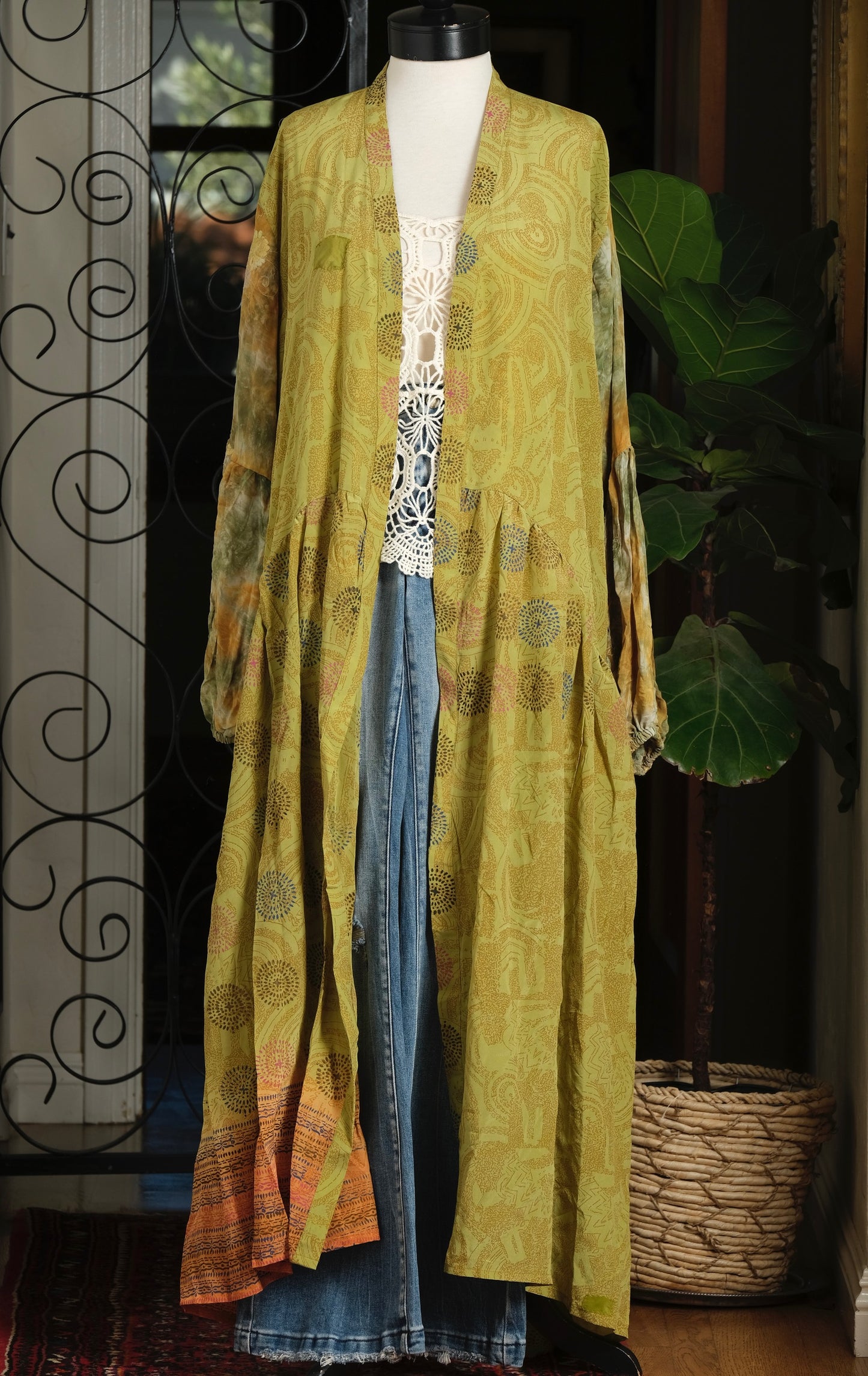 Evermore Duster in Chartreuse Garden