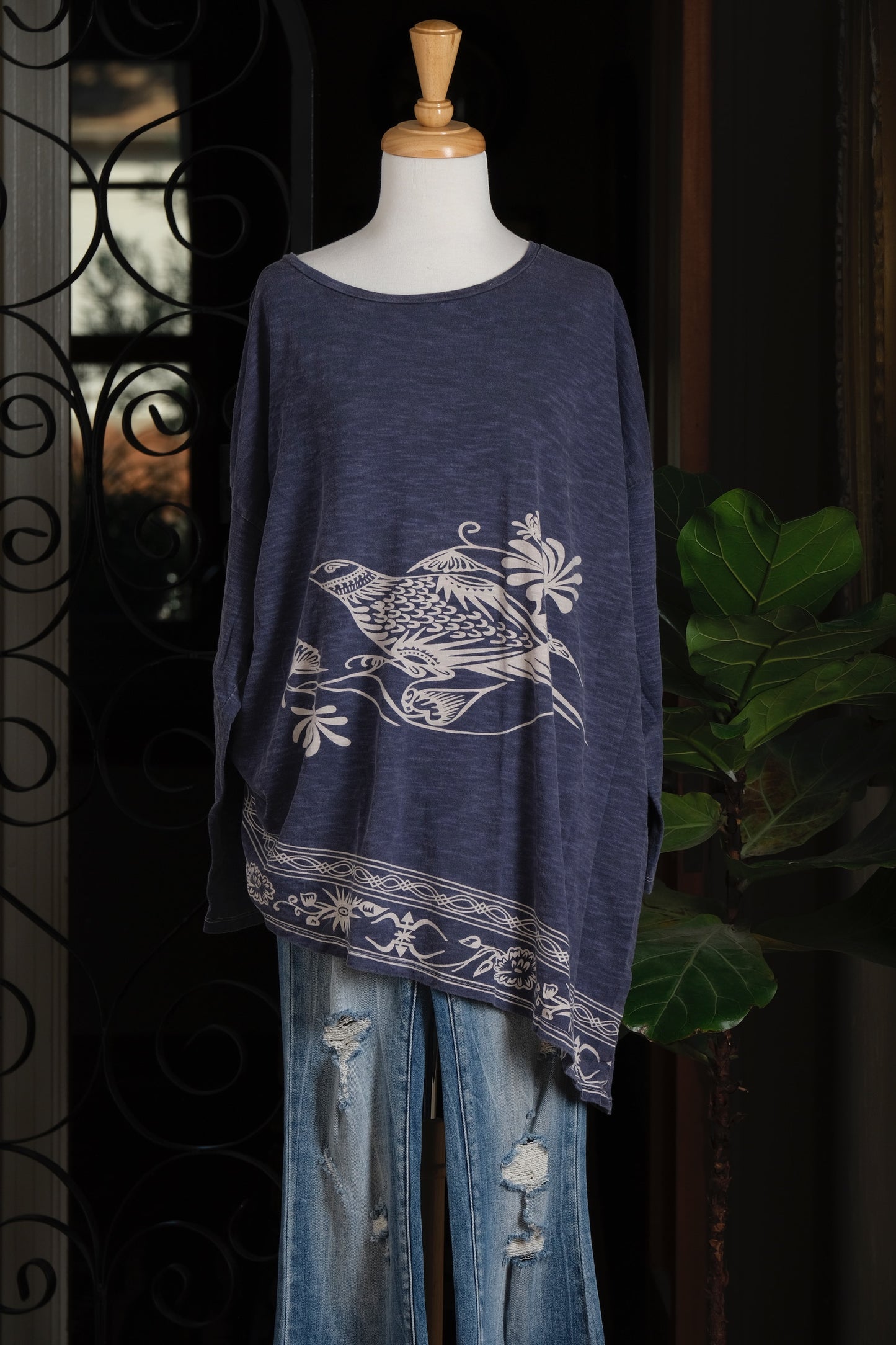 T-Shirt in Bird Denim Blue