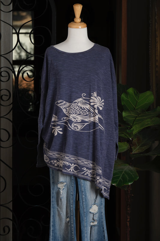 T-Shirt in Bird Denim Blue