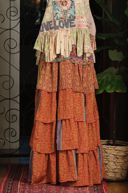 Moon Magic Maxi Skirt in Tribal Red