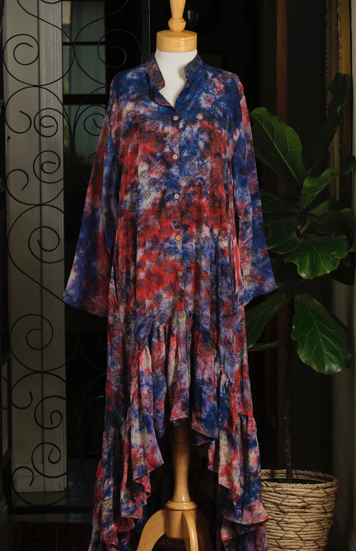 Lotus Duster Dress in Blue Smoke