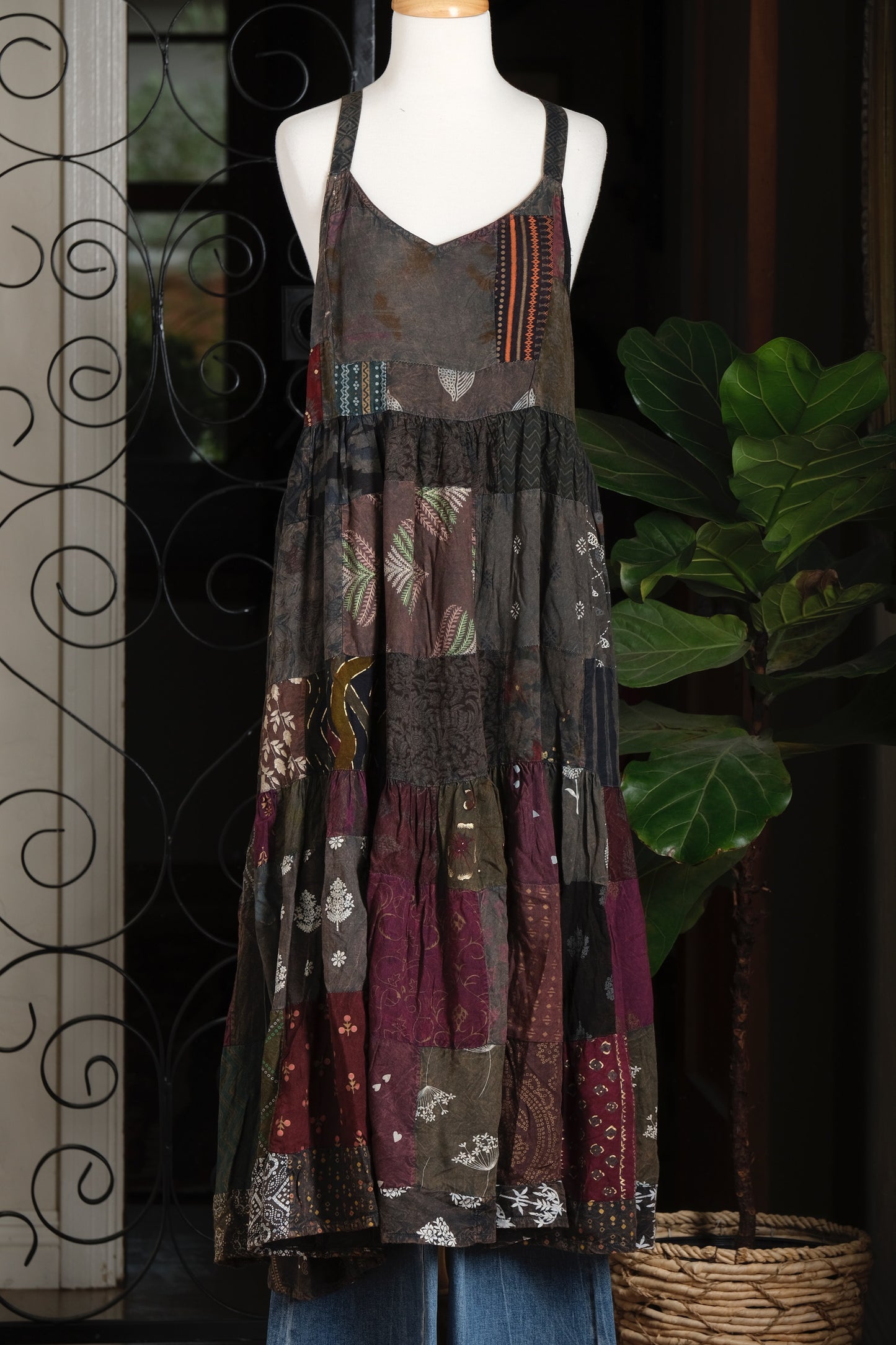 Patchwork Dress in Currant