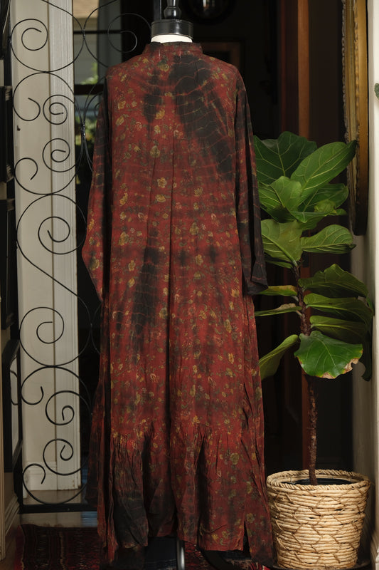 Lotus Duster Dress in Dark Garden