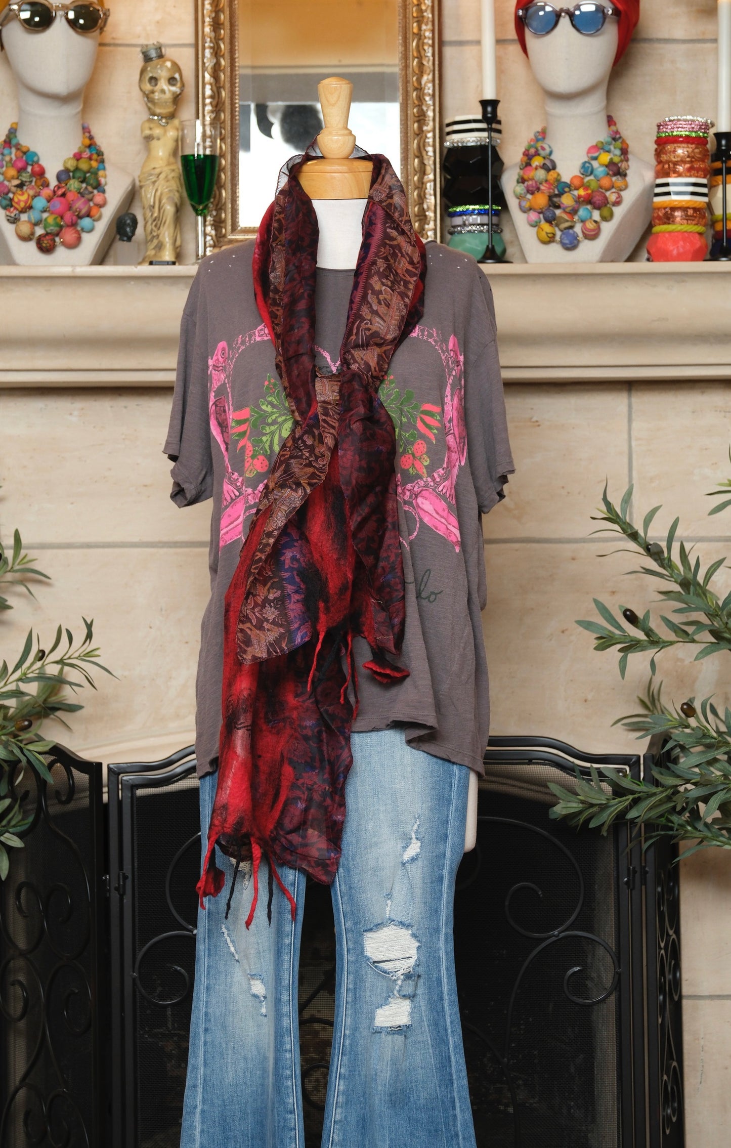 Lotus Scarf in Red Hallow