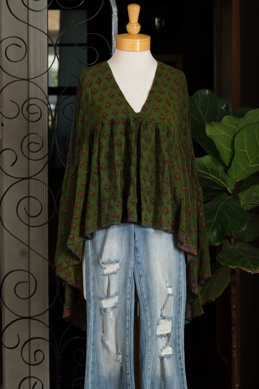 Gold Dust Crop Top in Jaipur Jewel