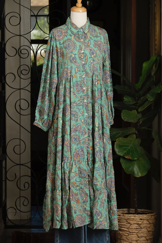 Tate Dress In Turquoise Paisley