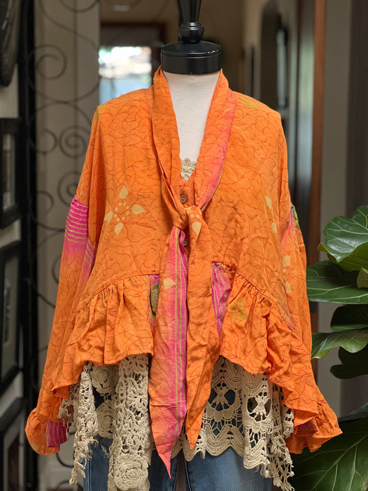 Ruffled Gypsy Top in Turquoise Rose