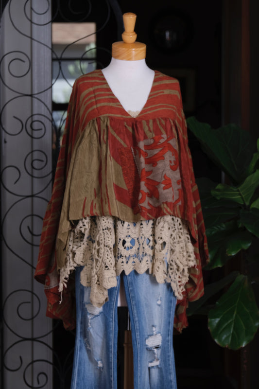 Gold Dust Crop Top in Carnelian Flourish