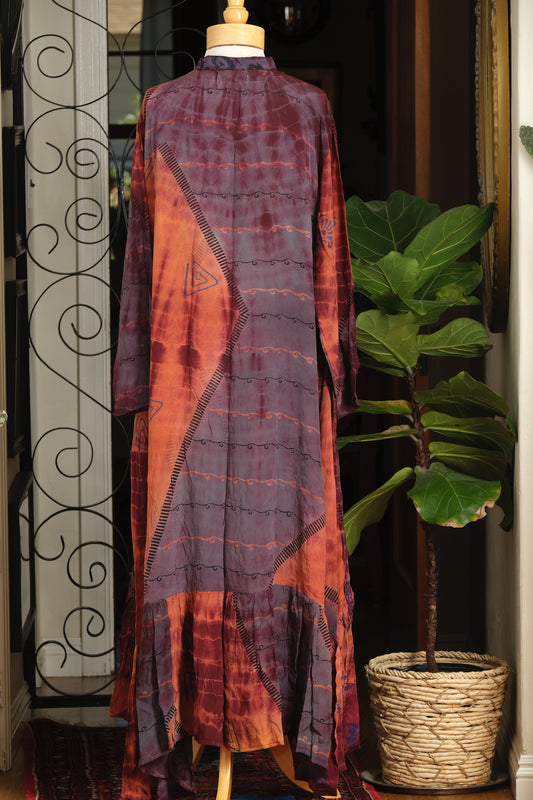 Lotus Duster Dress in Plum Smoke Rust