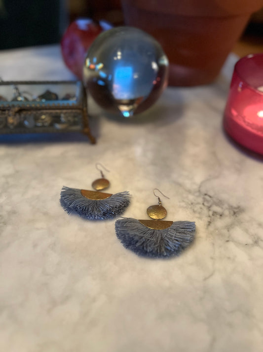Slate Blue Fringe Earrings