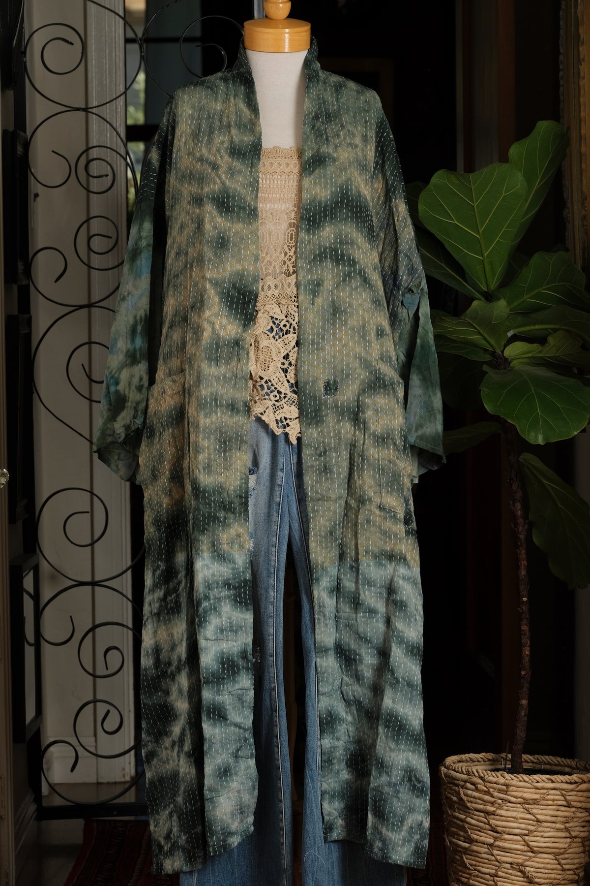 Silk Sleeve Kantha Jacket in Absinthe Fairy