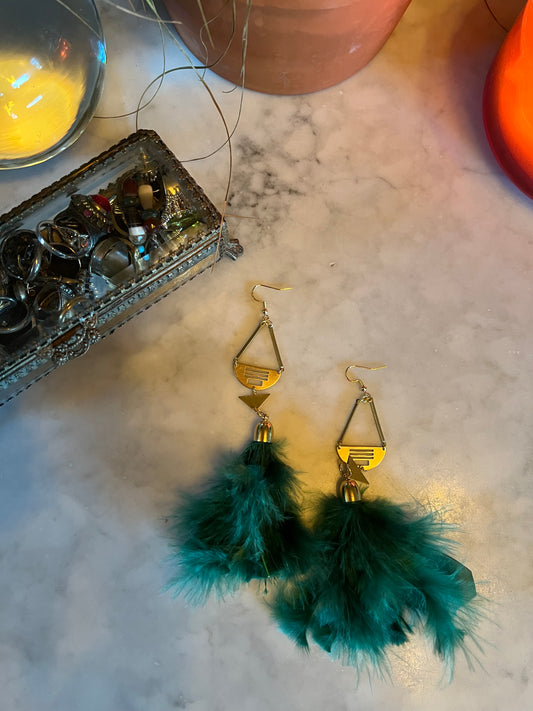 Tribal Forest Feather Earrings