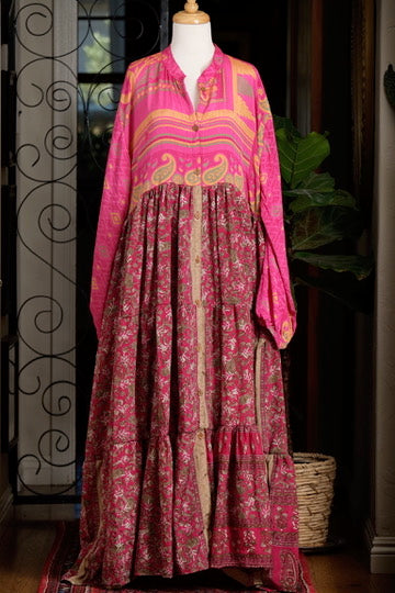 Silk Majestic Duster Dress in Pink Marriage