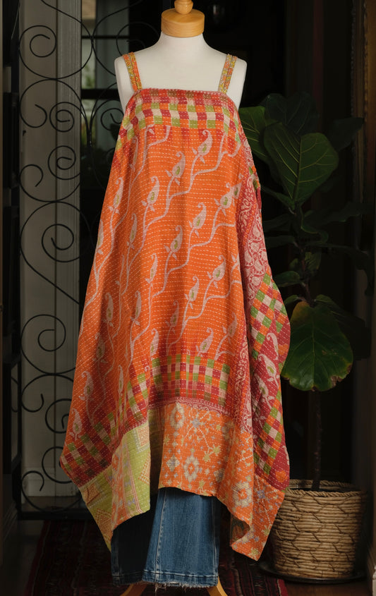 Kantha Maxi Dress in Orange Holiday – Chateau Bel Age Boutique