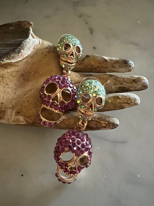 Dead Man’s Party Earring in green pink