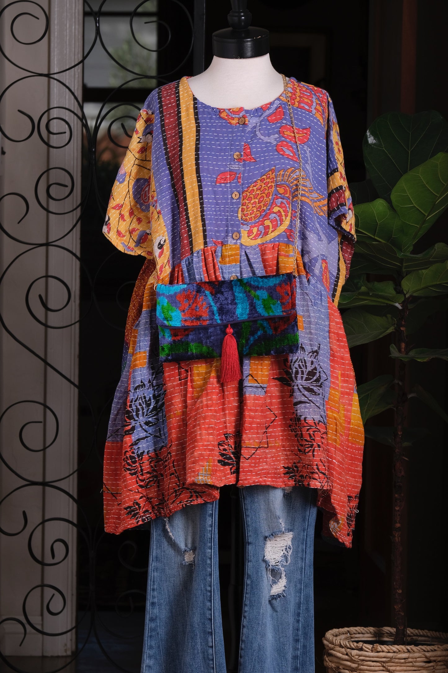 Ikat Clutch in Royal Crush