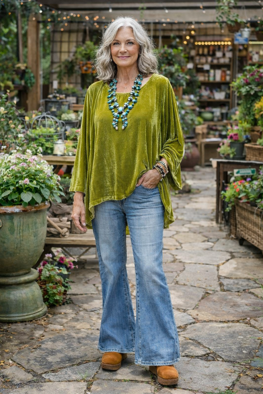 Luxe Velvet Top in Chartreuse