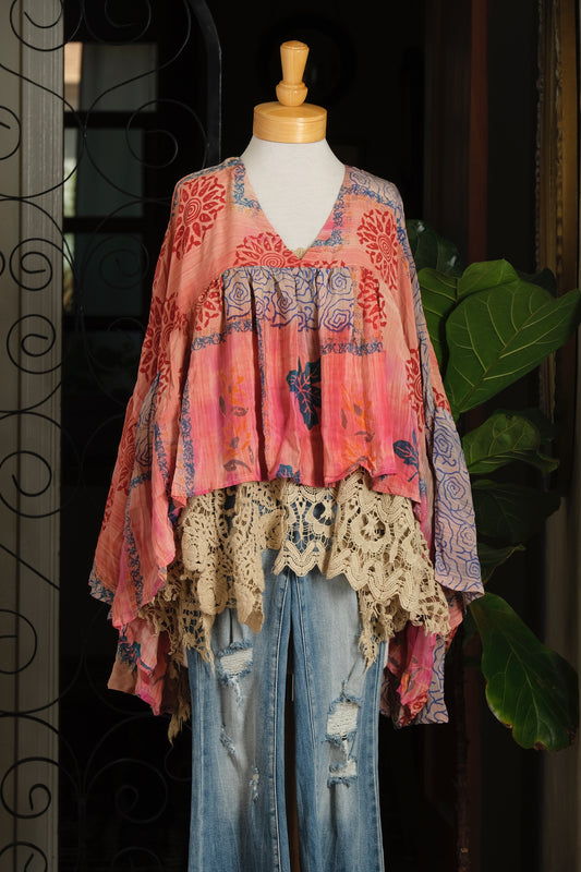Gold Dust Crop Top in Coral Summer