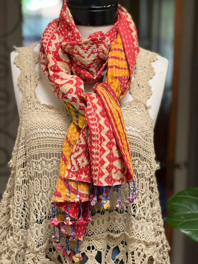 Kantha Scarf in Tiger Branch