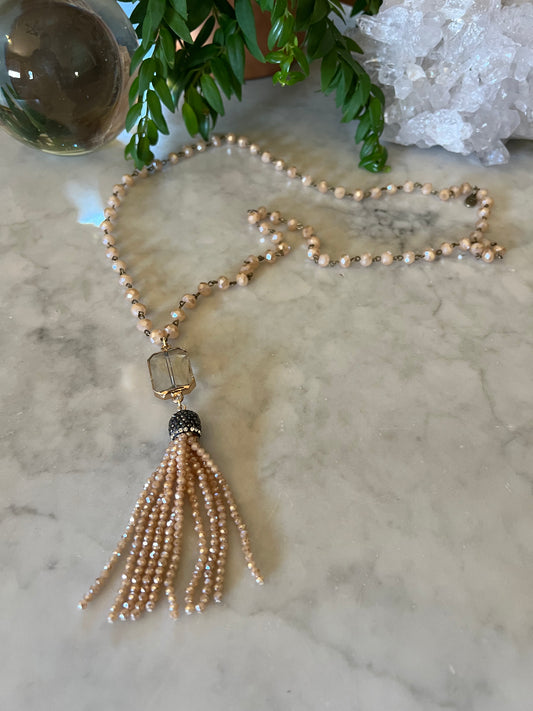 Tassel Necklace in Peach