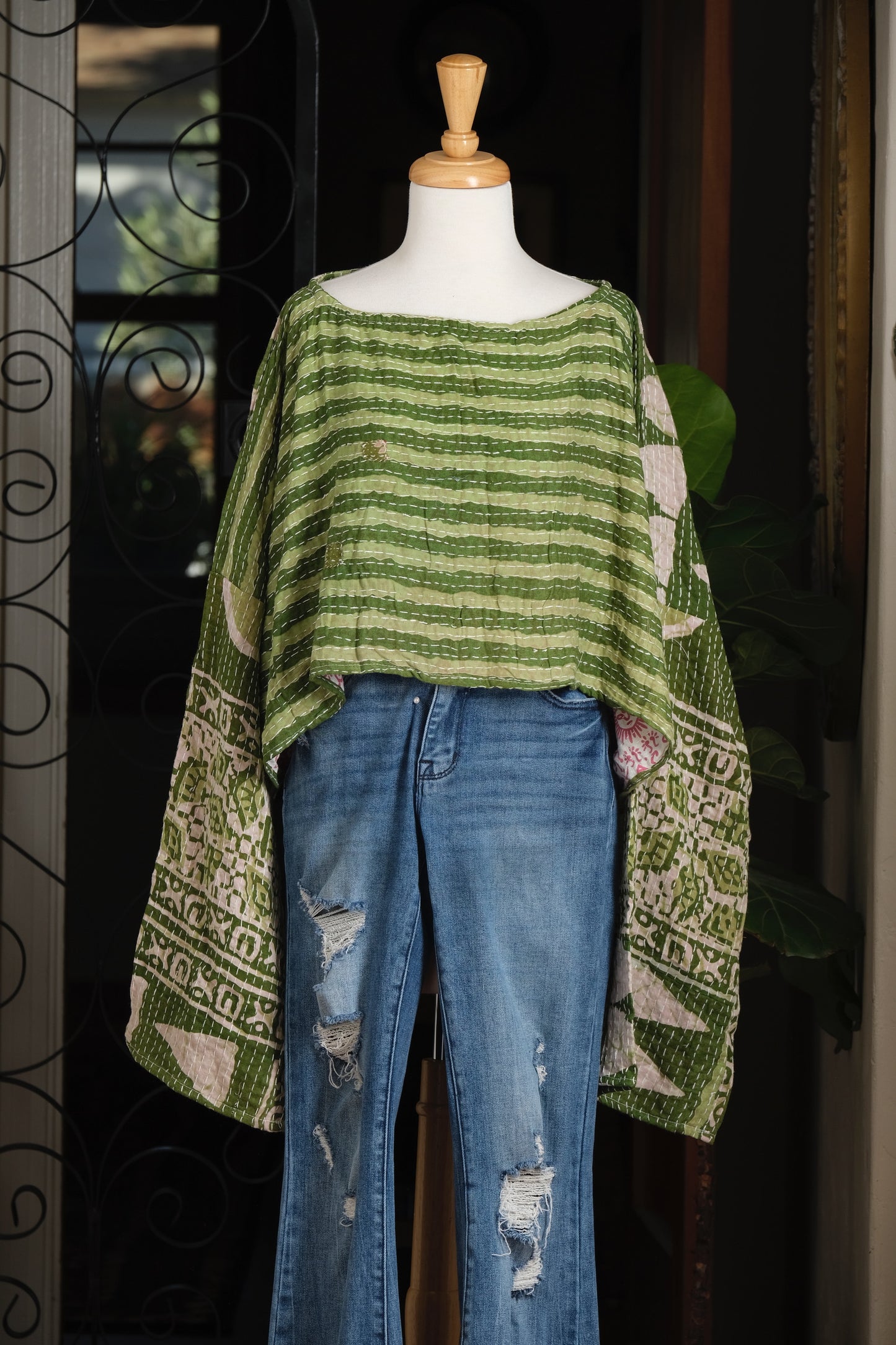 Crop Top in Green Stripe