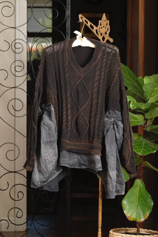 Tremper Sweater in Distressed Brown Grey